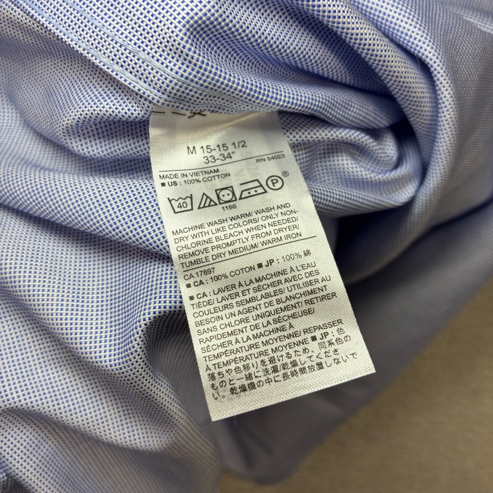 Banana Republic Untucked Dress Shirt Men M Blue Slim Non-Iron Button Preppy NWT - Picture 8 of 8